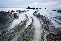 Flysch-Felsbänder am Strand von Barrika, Nordspanien