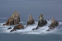 Felsen am Strand von Gueirúa (Playa de Gueirúa), Asturien, Spanien