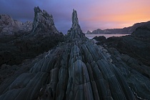 Felsen am Strand von Gueirúa (Playa de Gueirúa), Asturien, Spanien