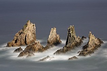 Felsen am Strand von Gueirúa (Playa de Gueirúa), Asturien, Spanien
